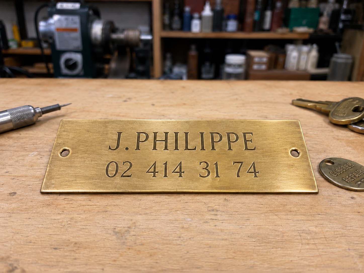 Gravure sur plaque en laiton (Après)